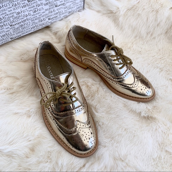 New Wanted Gold Metallic Oxfords Size 6 